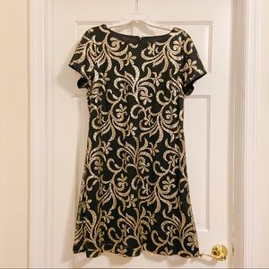 Kensie Sequined Black & Gold Cocktail Dress